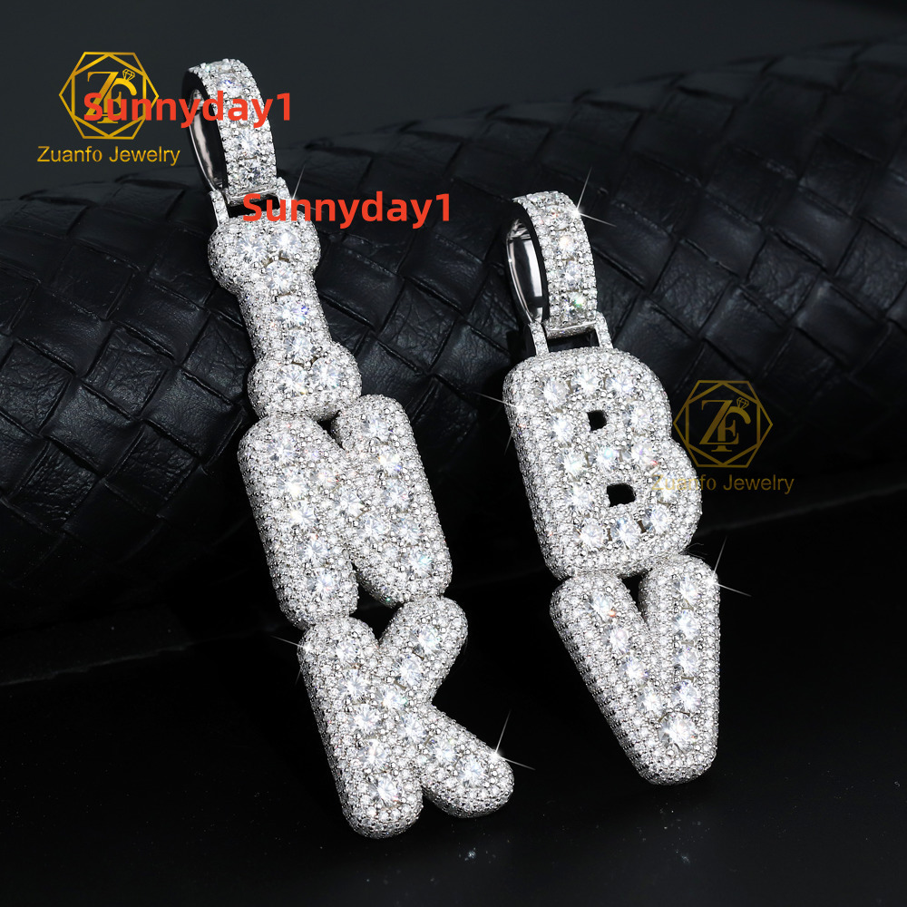 HipHop Style Customizable Iced Out D Letter Pendant VVS1 Moissanite Diamond Name Charm for Mens Gift or Party Accessory Customizable