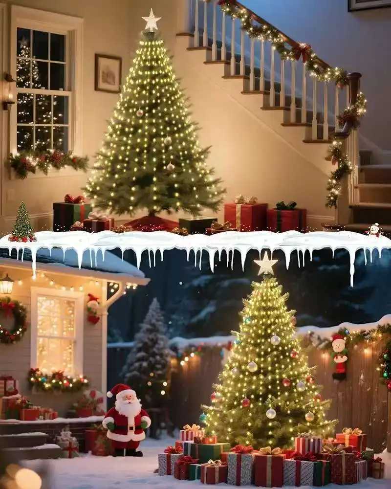 Christmas Christmas Tree Waterfall Lights-400/320High-Brightness LEDsUSBRemote Control8Lighting Modes Indoor/Outdoor Christmas TreeDeco Y251111