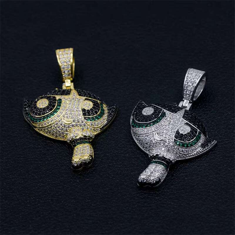 Fine Jewelry Cute Necklace Pendant Anime Characters Jewelry Gold Zircon Iced Out Hip Hop Pendants