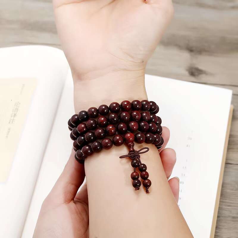 Small Leaf Purple Sandalwood Bracelet, Female Blood Sandalwood, 108 Bead Necklace, Male Play Beads, Wooden Bracelet