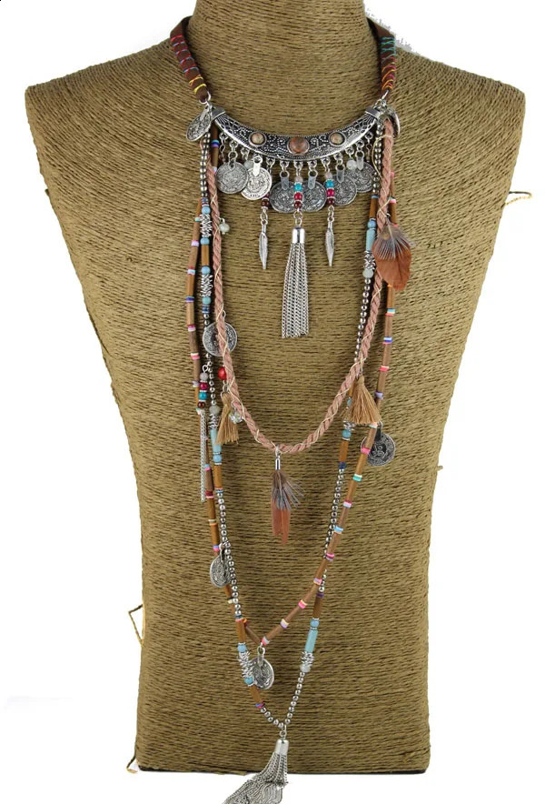 Gypsy Statement Antique Long Necklace Ethnic Jewelry Boho Necklace Tribal Necklace Xizang Jewelry 250409