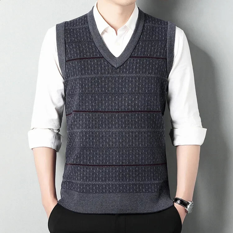 Warm autumn 2024 fashionable sweater vest showcasing mens charm 250411Z