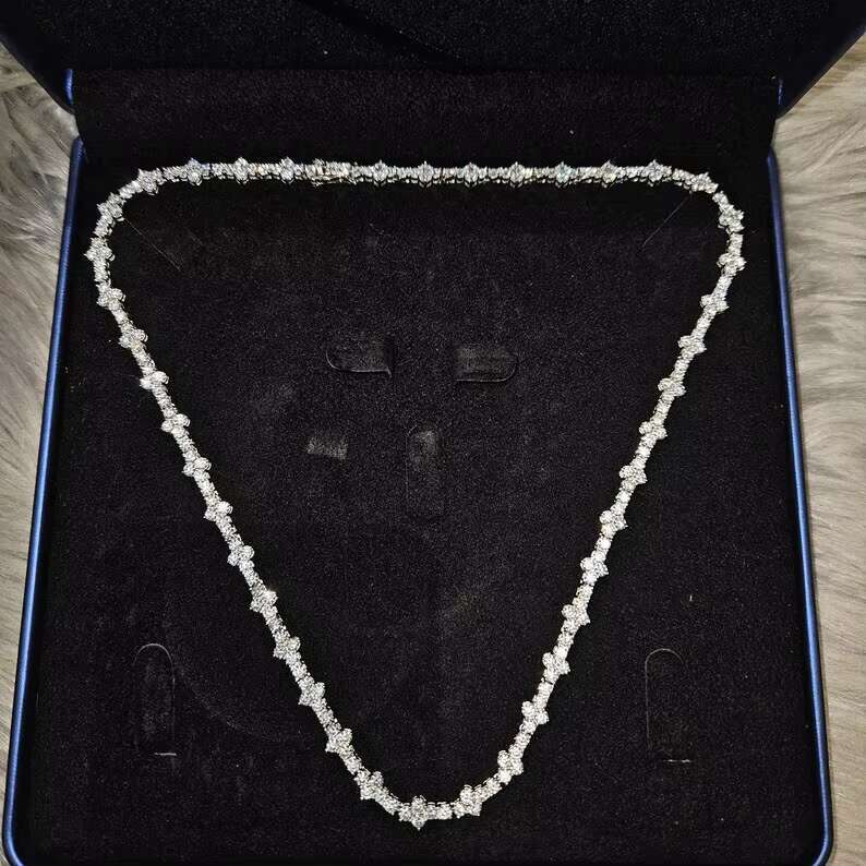 Wholesale 4mm Cluster Tennis Chain 925 Silver 18K Gold Plated Iced Out Diamonds Mossanite Tennis Chain