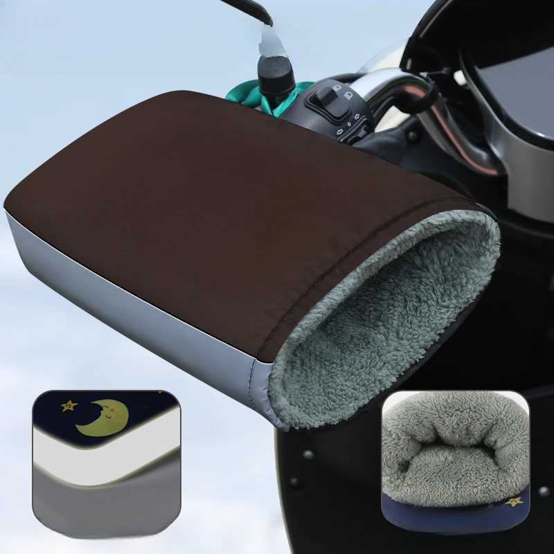 Winter Electric Bicycle Handlebar Cover Plush Thick Riding Gloves Warm and Windproof Motorcycle Handlebar Cover Accesorios Moto S25118