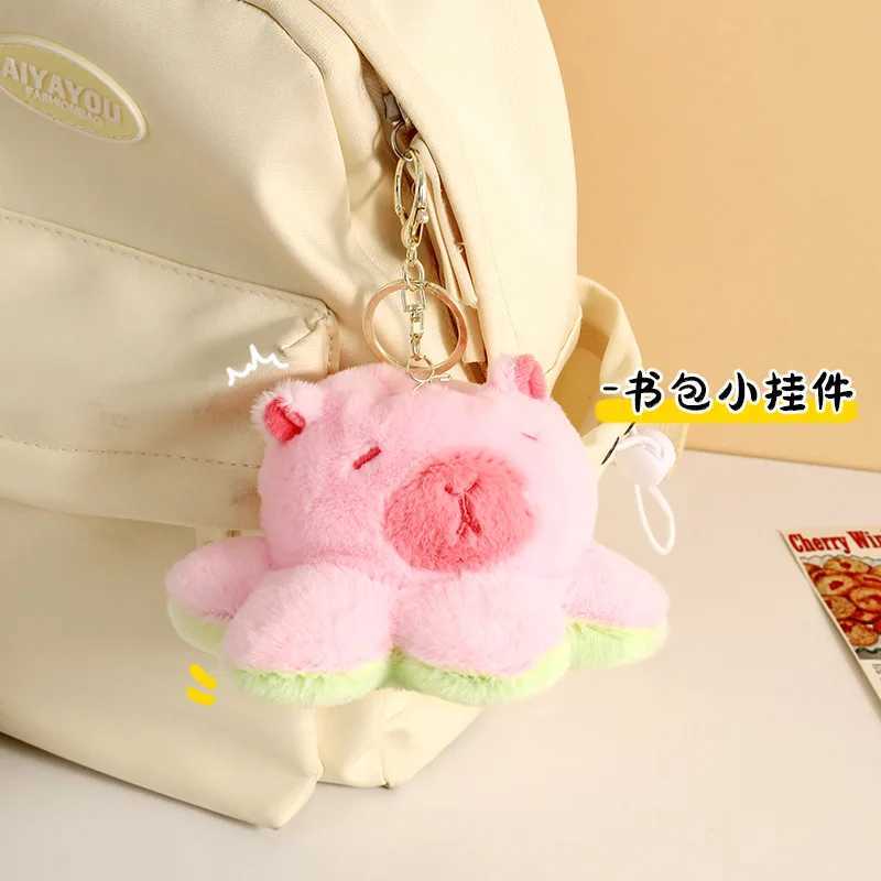 Creative and fun flip Capybara plush toy cute filled octopus keychain bag pendant keyholder decoration couple gift new W250411