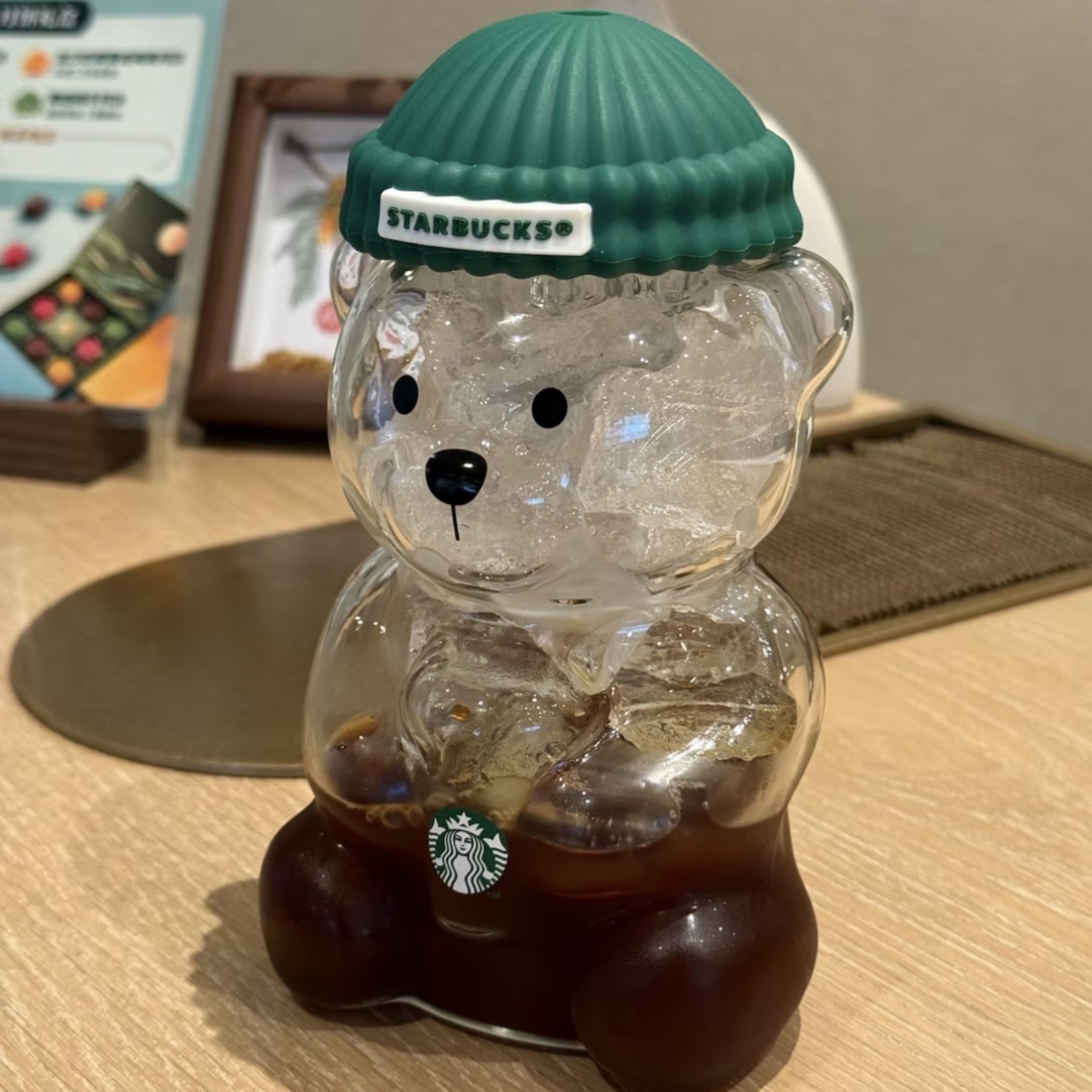bear cup Free shipping in stock With Straw Cute Transparent Tumbler With Hat For Iced Coffee Cold Drink Gift cup glass bear cup
