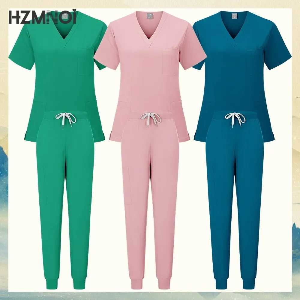 Womens Hospital Operating Room Work Uniform Elastic and Comfortable Surgical Clothing Scrubs Suit Medical Beauty Lab Uniforms X250410
