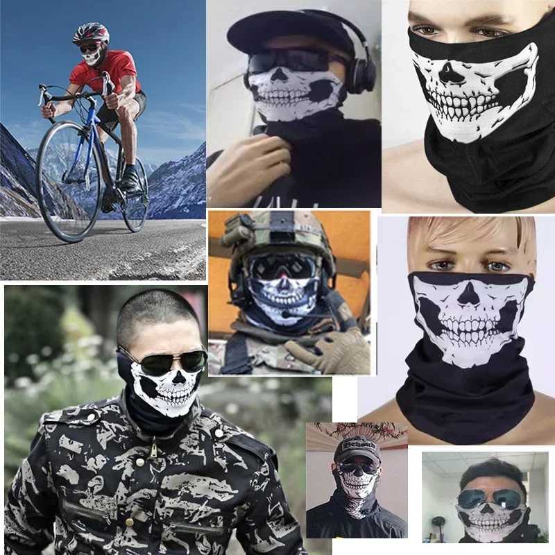 1 Punk Skull Print Cycling Face Mask Riding Scarf Summer Breathable Sunscreen Neck Gaiter for Unisex Outdoor Activity Balaclava S251110