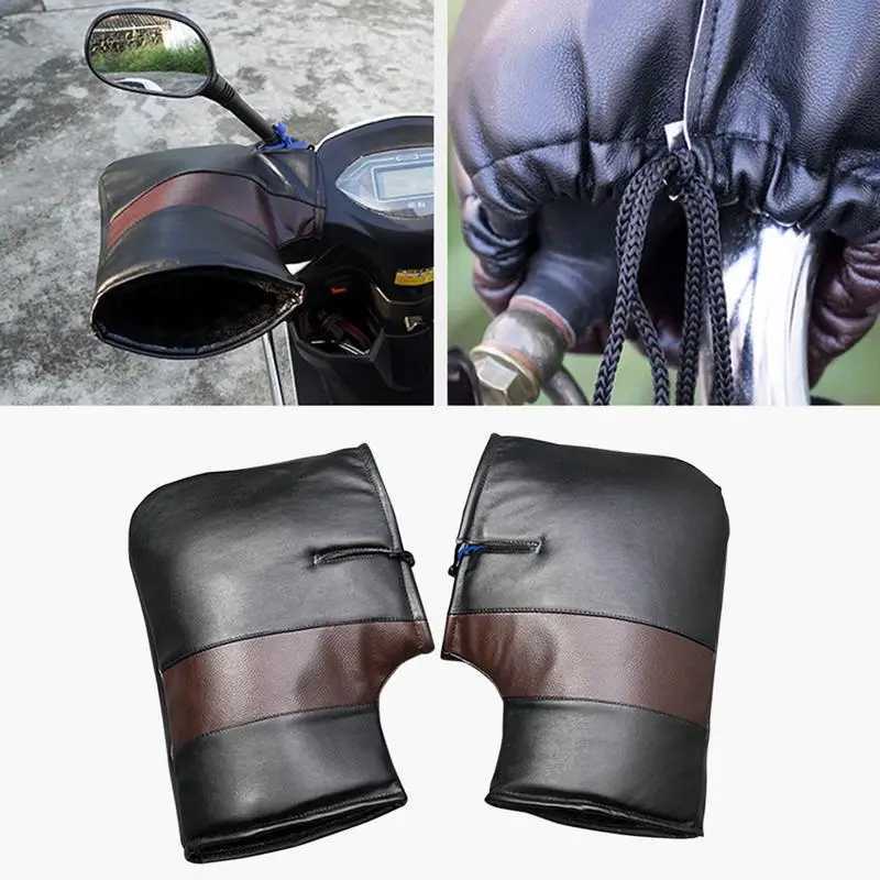 2pcs Motorcycle Handlebar Muffs Hand Protector Winter Windproof Waterproof Thickened Warm Thermal Mobile Handle Bar Cover Gloves S25118