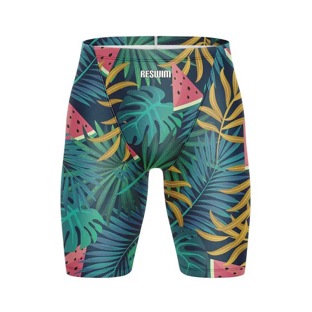 Mens Swimming Jammer Swimsuit Short Endurance Exercise Training Tight Shorts Beach UV Swimsuit Swimming Pants Gym Surfing PantsW250410