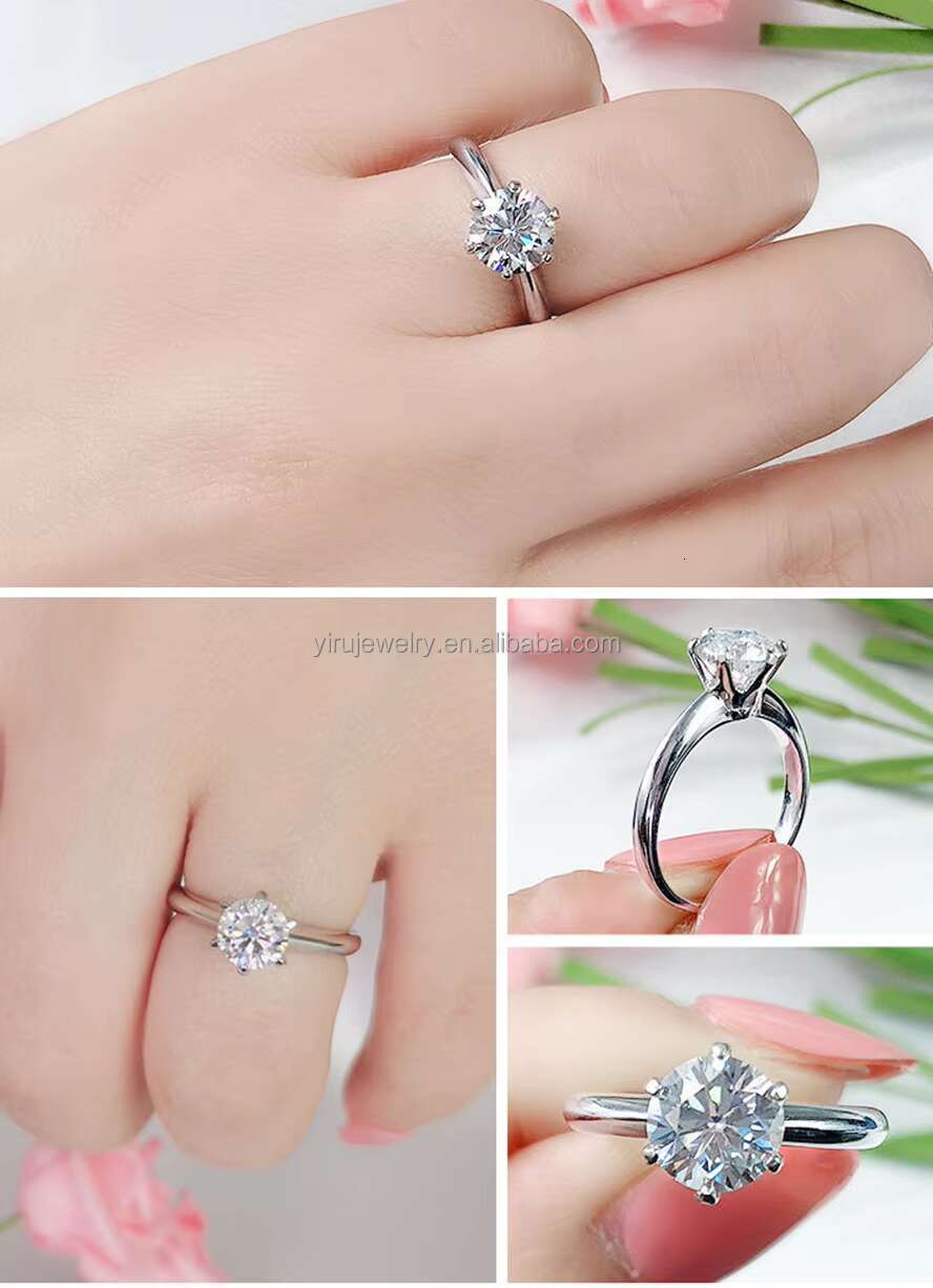 1.0ct Round DEF Moissanite Diamond Solitaire Ring