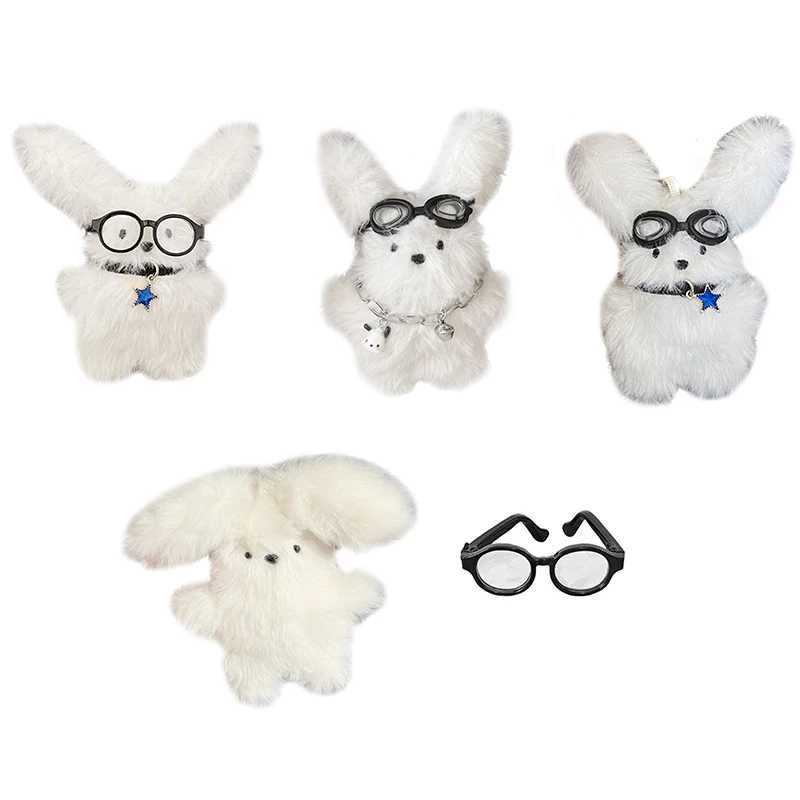 1 cute plush rabbit doll keychain ring womens keychain bag charming toy car keychain ring party gift small gift W250411