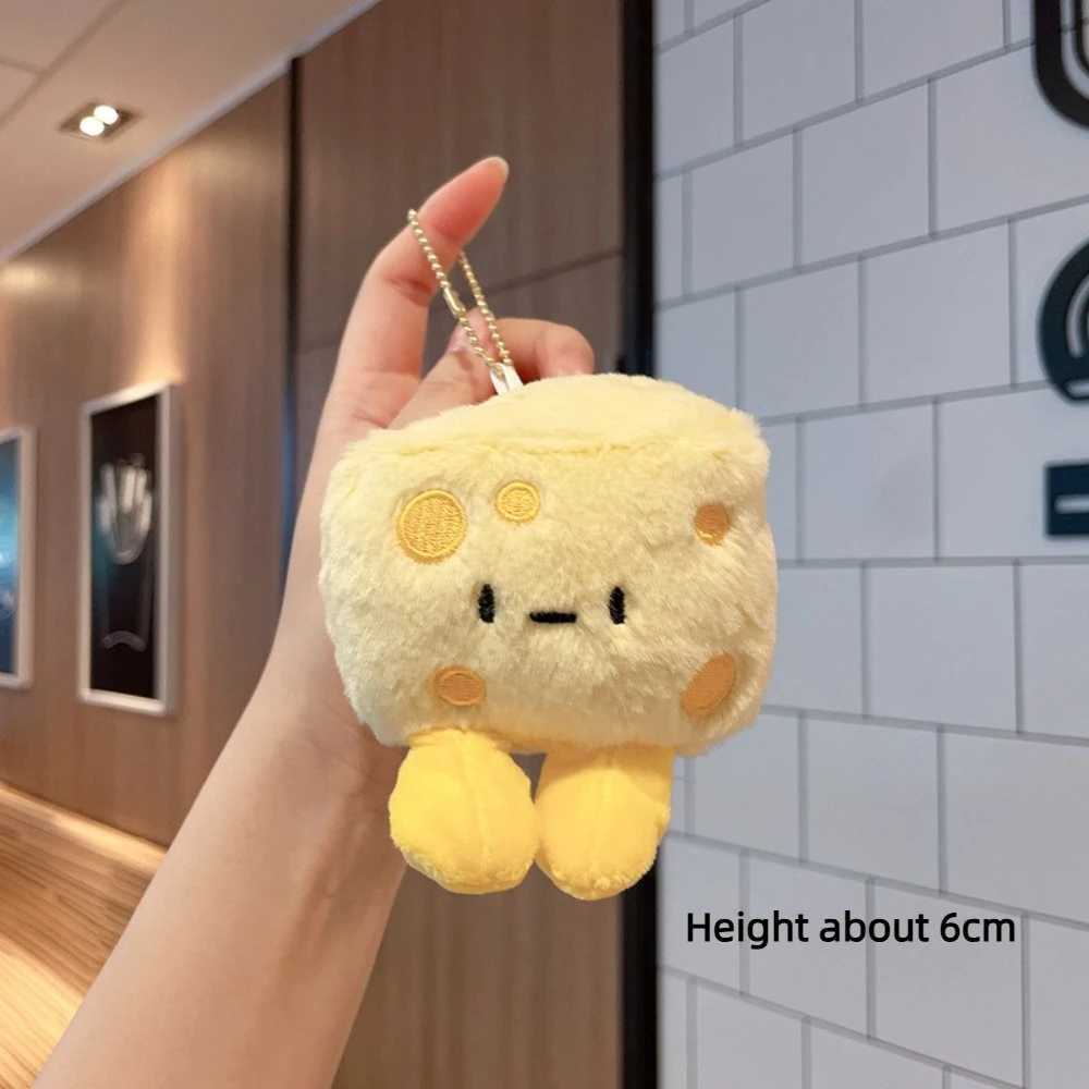 Simulated bread plush pendant toy cow horn cheese filled plush doll keychain fluffy soft bag charm birthday gift W250411
