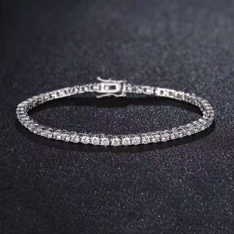Pass Diamond Tester Large Stock 3 mm Hip Hop Jewelry Moissanite Diamond Necklaces 925 Silver Iced Out Tennis Chain
