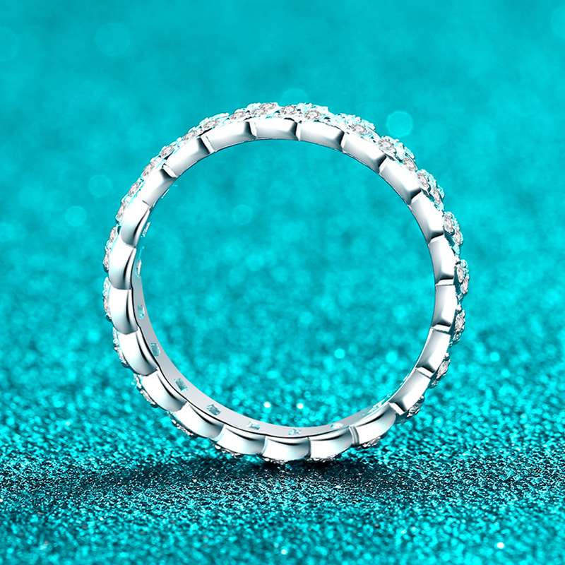 TaiYang GRA 0.44CT Full Pave Starry Moissanite Ring for Women, Luxurious 925 Sterling Silver Wedding Engagement Diamond Ring Jewelry Gift pass tester