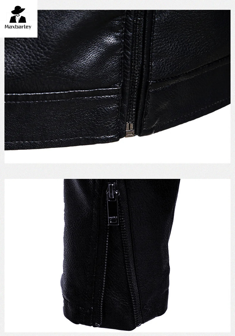 Winter Warm Leather Jacket Mens Fur Collar Windproof Thick Wool Motorcycle Coat Fashion Leather Biker Jacket 251110