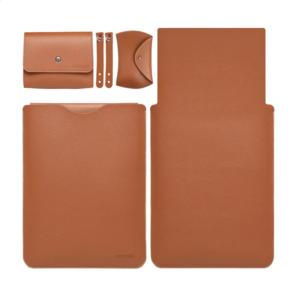 Laptop Sleeve Case Pouch for Mac Book iPad Air M1 M2 13 3 14 2 15 6 16 Pro 12 9 11 Inch Cover Bag Set Vegan Leather250403