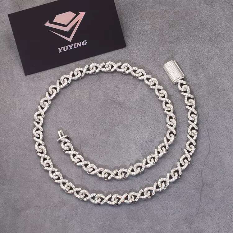 Hot Sale Fashion Design VVS Moissanite Diamond Sterling Silver Rapper Cuabn Chain 9mm Width for Necklace Jewelry