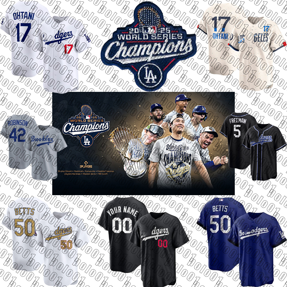 Custom Dodgers 2025 World Series Champions Gold Baseball Jersey Shohei 17 Ohtani Mookie 50 Betts 18 Yamamoto Freddie 5 Freeman Max 13 Muncy City Connect dodgers