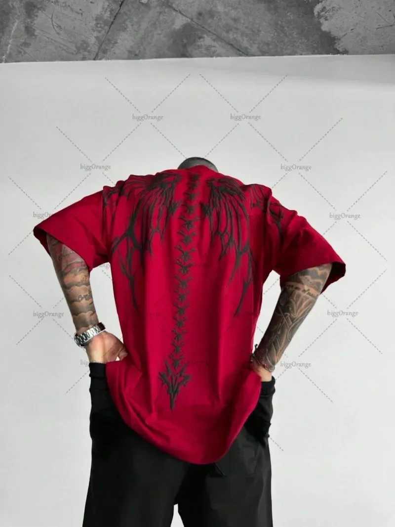 New Gothic Skull Pattern Short Sleeve Mens Hip Hop Top Y2K Street Harajuku Short Sleeve Fashion Punk T-shirt M250411