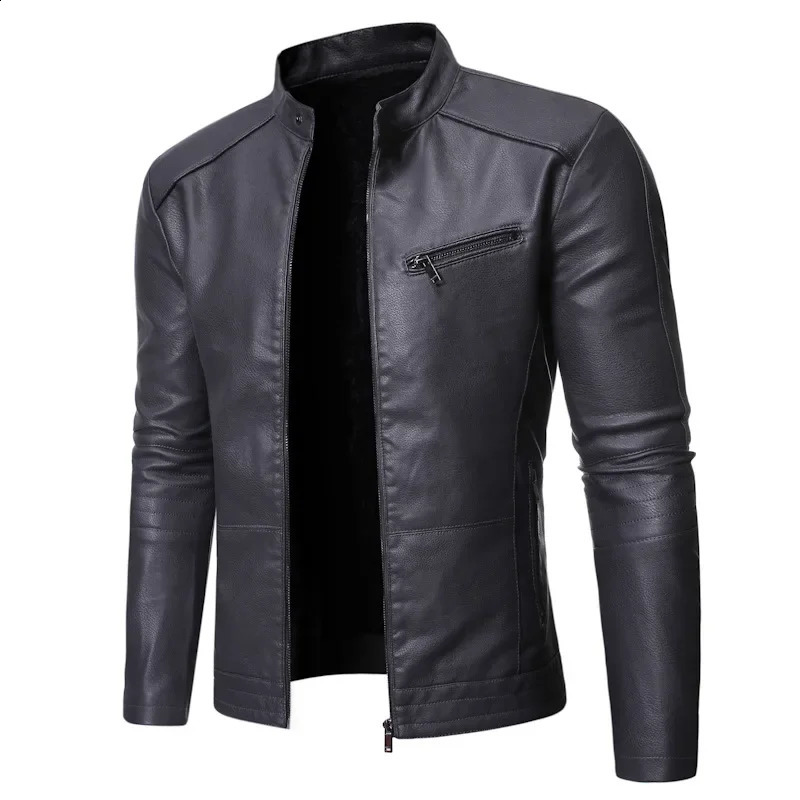 Spring and Autumn Mens Slim PU Leather Jacket Fashion Trend Korean Slim Fit Casual Mens Leather Jacket Motorcycle Jacket250403