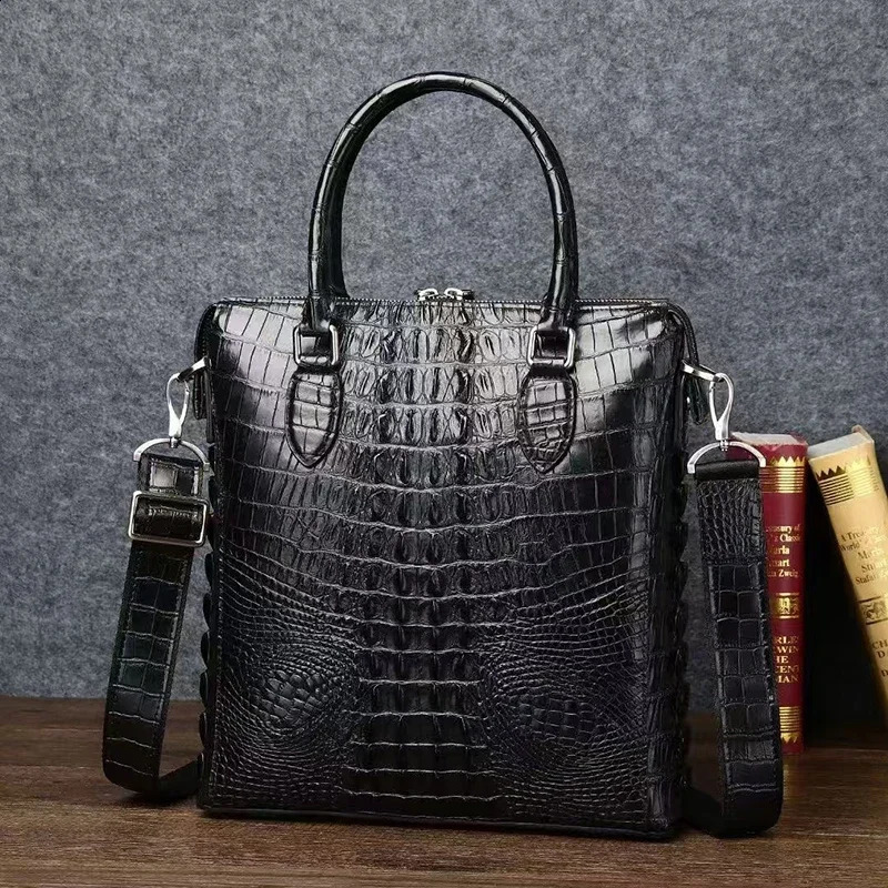 Genuine leather mens business briefcase high-quality classic laptop customized business bag laptop bag 250410
