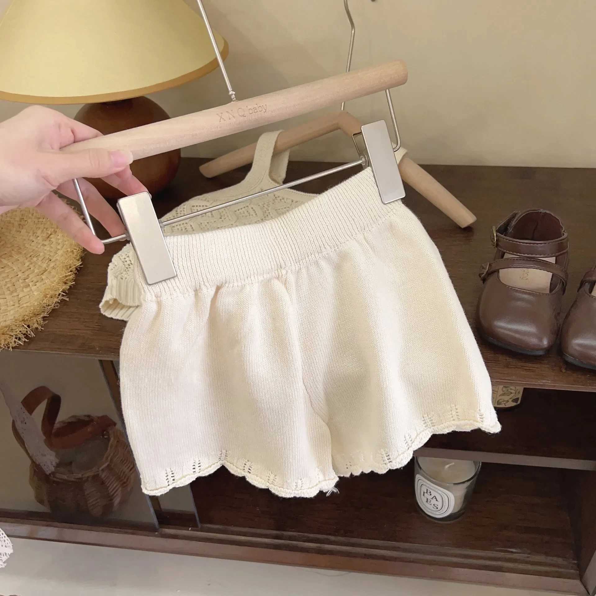 Girls summer clothing set girls tank top solid color clothing+girls childrens clothing short clothingXJ250410