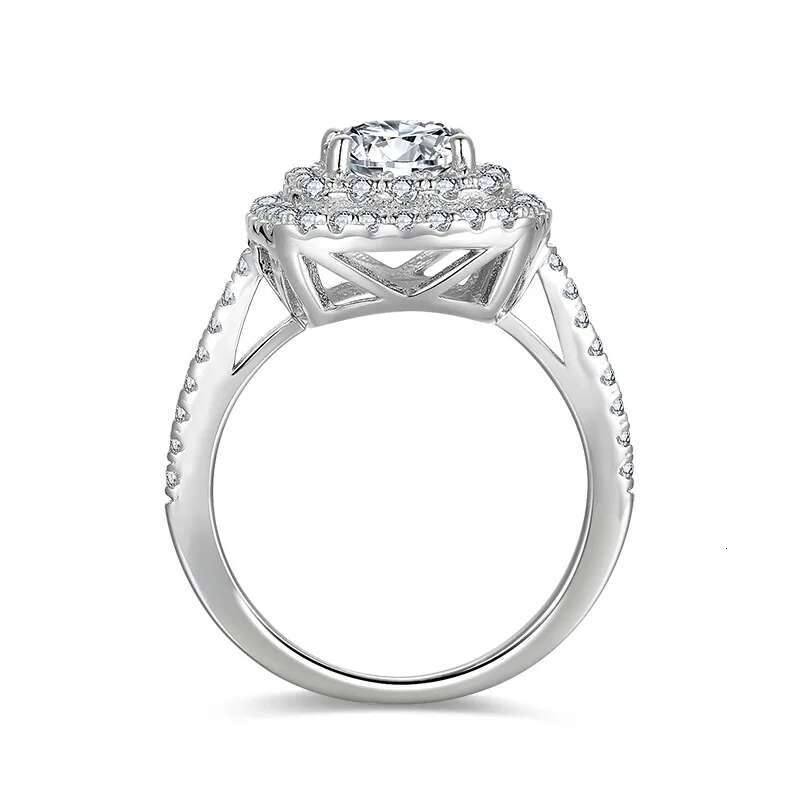 1CT Cushioin Full Moissanite Diamond D Color Womens Ring S925 Sterling Sliver 18K White Gold Rings Pendant Fine Jewelry