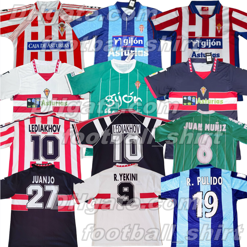 1996 97 Sporting de Gijon Retro Soccer Jerseys David Villa LEDIAKHOV MONCHU 84 86 94 95 02 03 08 09 JUAN MUNIZ SANGOY G. Manu Garcia Aitor camiseta de futbol football shirt