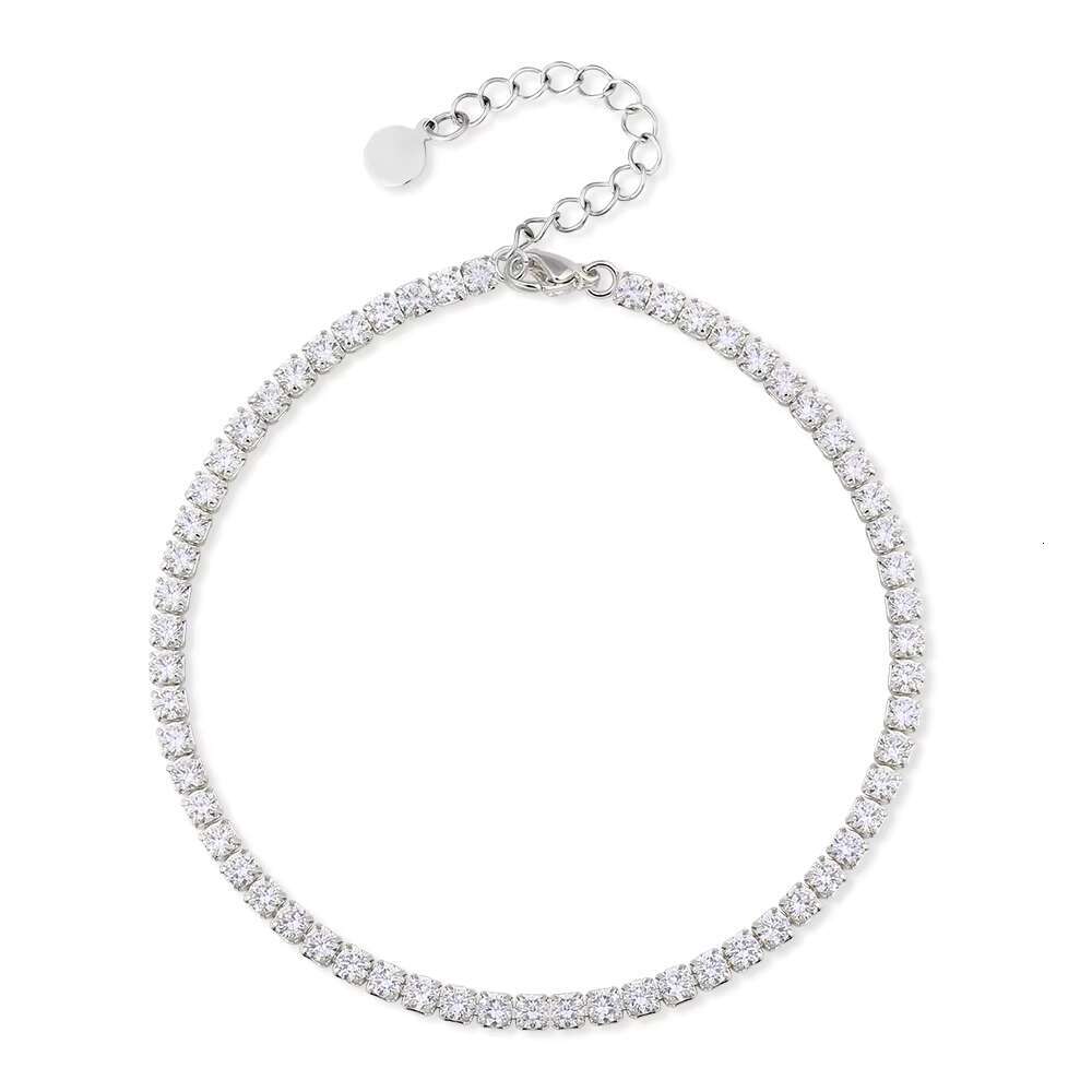 Cute 2023 Stainless Steel Silver Rose Gold Plated Diamond Tennis Anklet Foot Jewelry Women Ankle Bracelet for Women