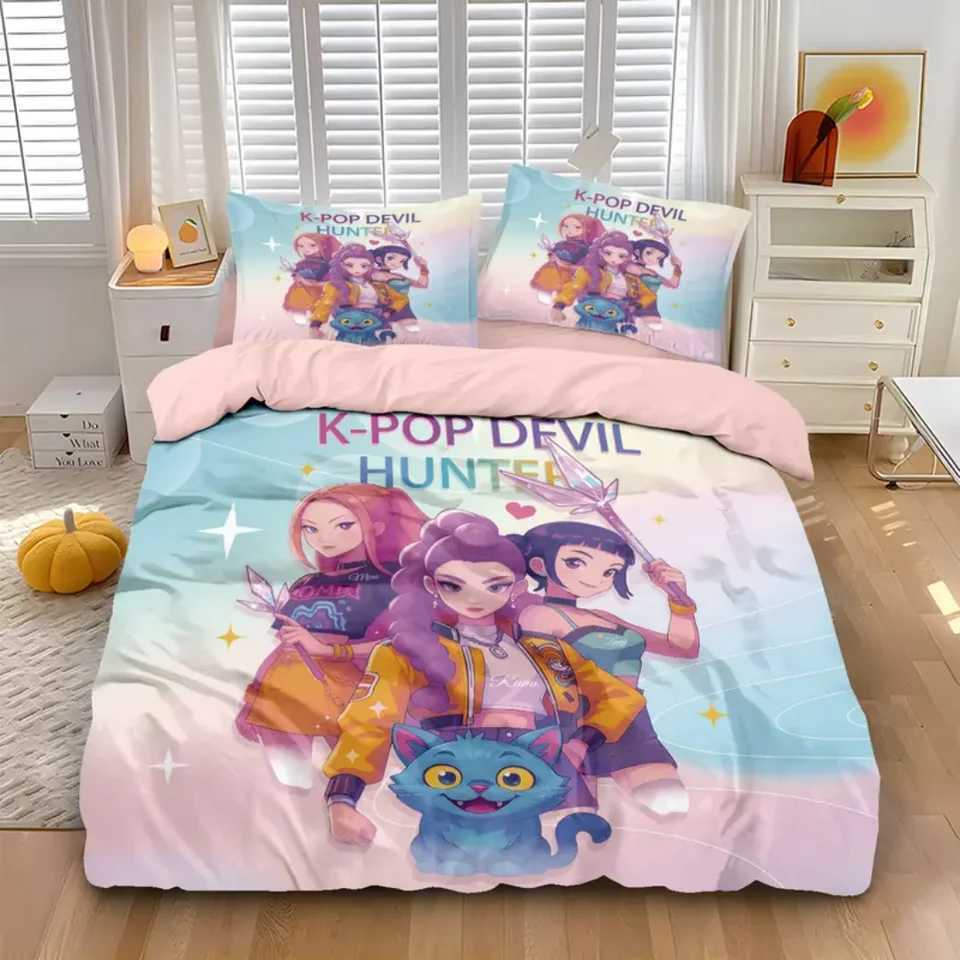 KPop D-Demon Hunters Bedding Set Single Halloween Costume Bedding Set - 2-3 Piece Comforter Quilt Duvet Cover Case Sets H251111