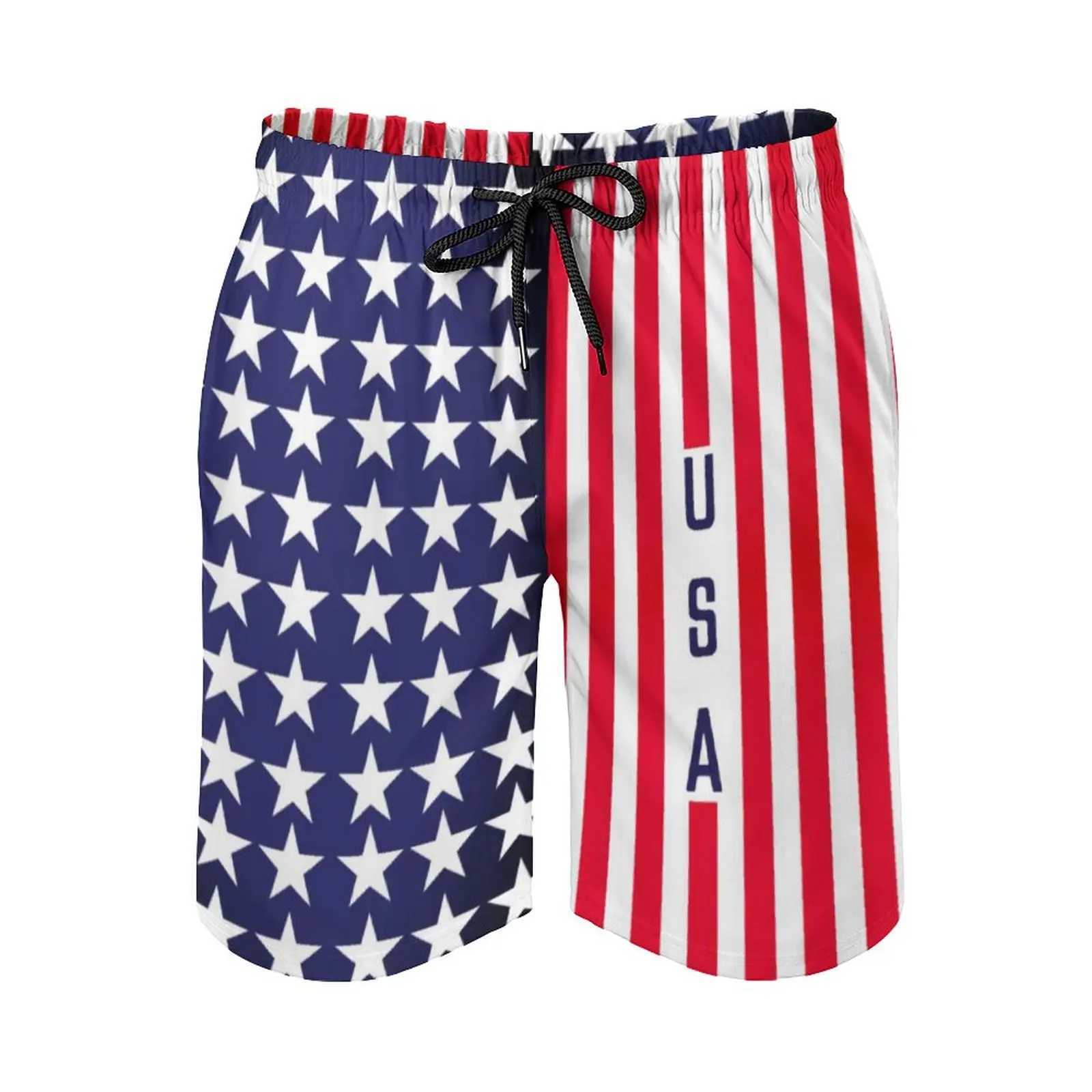 American flag board shorts patriotism modern Star Spangled Banner cute beach shorts mens print plus size swimming relay giftW250410
