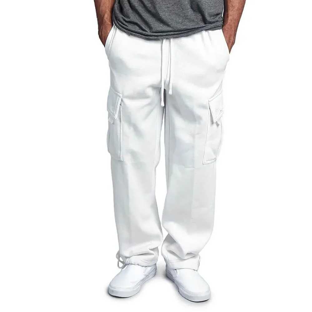 Mens cargo jogging pants autumn and winter wool sports pants loose Trouser multi pocket jacket hip-hop street clothing cargo pantsXJ250410