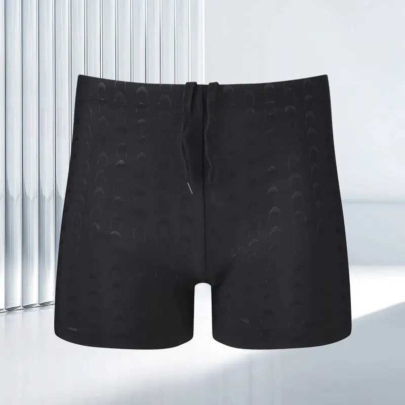 Mens swimming rod pure black large size professional waterproof fast drying biomimetic fabric shark skin swimming rodW250410