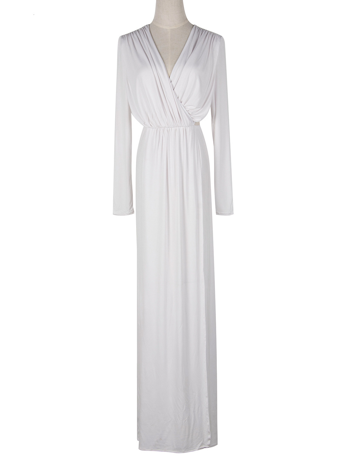 Deep V-neck Hollow Waist Long Sleeve Split Sexy Dress