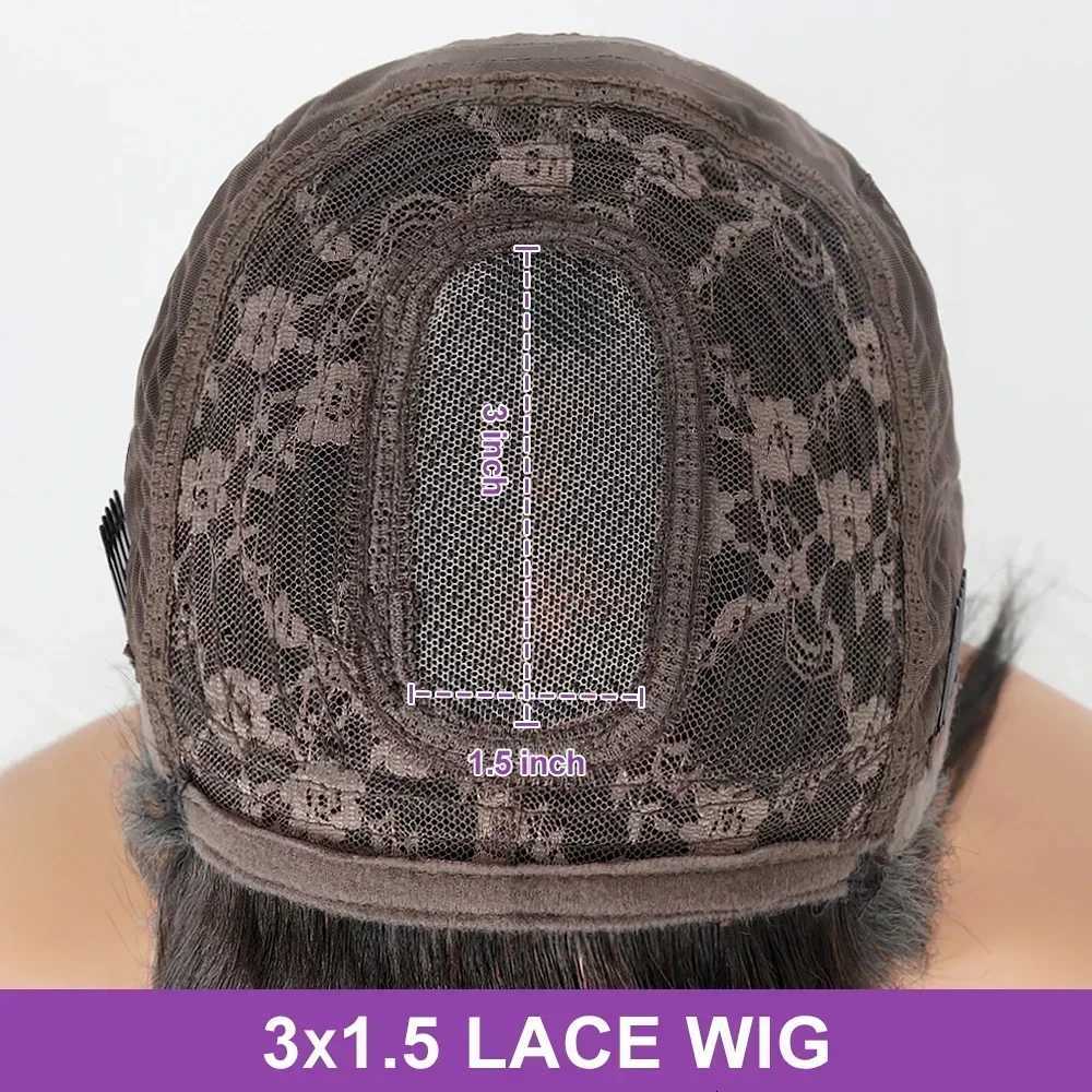 Straight Layered Cut Wigs with Bangs HD Lace Fake Scalp Synthetic Natural Layered Lace Wig For Women Glueless Heat Resistant WigT251111