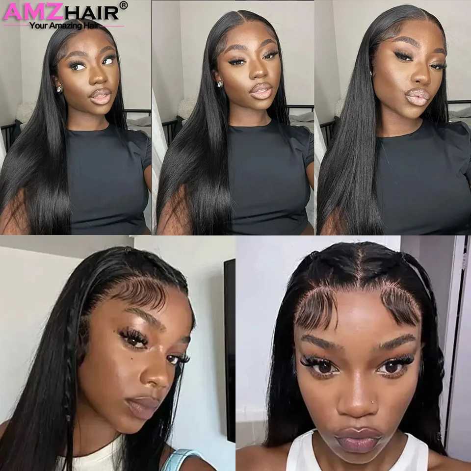 Glueless Bone Straight 13x4 Lace Frontal Human Hair Wigs For Women Pre Plucked Peruvian 4x4 Transparent Lace Closure WigsT251111