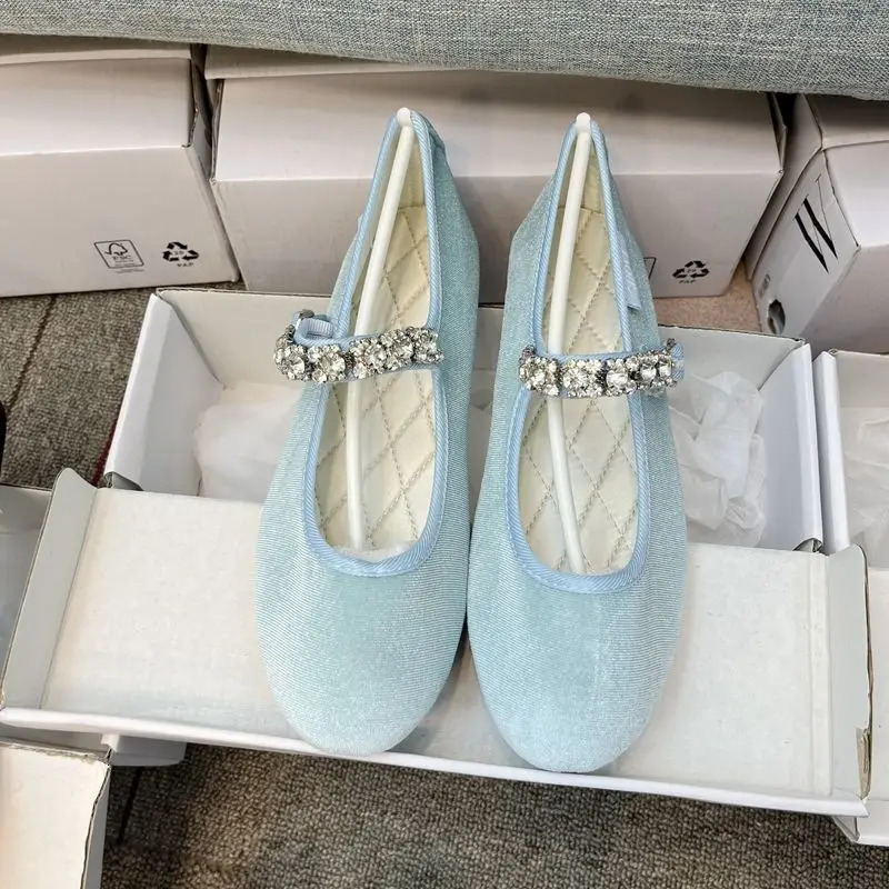 Velvet Rhinestone Ballet Flats Shoes Women Shiny Crystal Elegant Mary Janes Shoes Ladies Casual Streetwear Daily Soft Loafers 251110