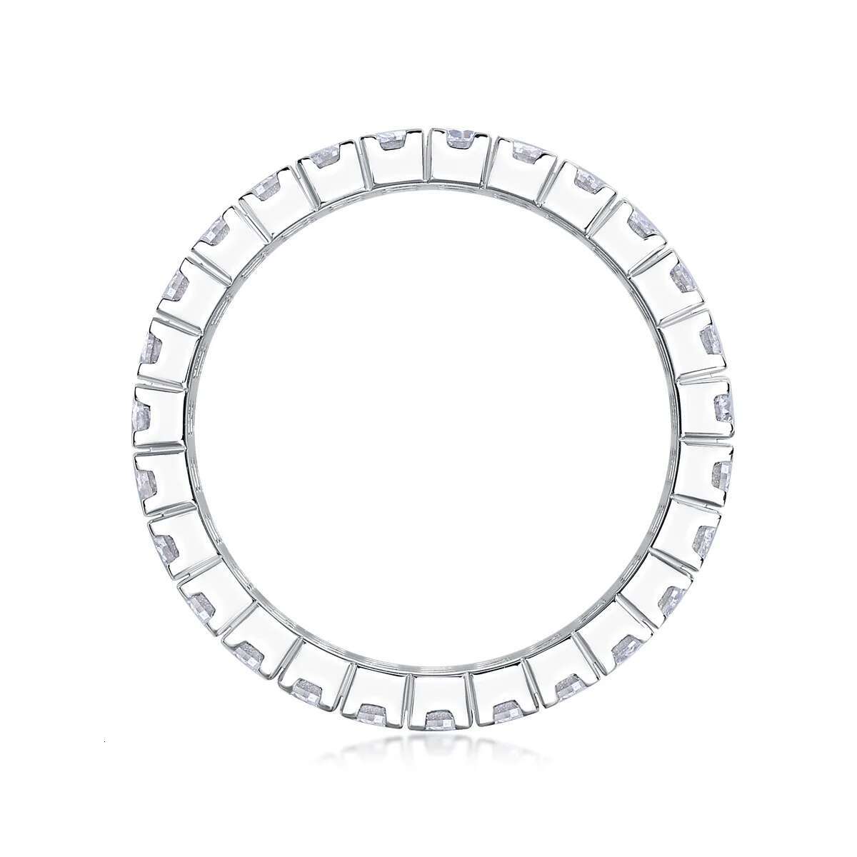 Full Moissanite Diamond D Color VVS Womens 2MM Ring S925 Sliver Plated 18K White Gold Wedding Fine Rings for Women