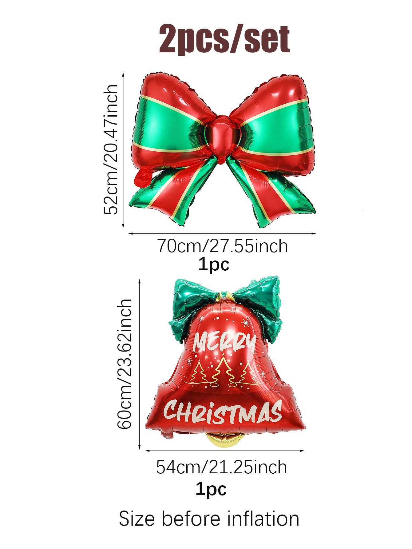 Christmas 1/2pcs Christmas Balloon Bow and Bell Foil Balloon Christmas Gift Decoration Bow Theme Party Decoration Christmas Gift Y251111