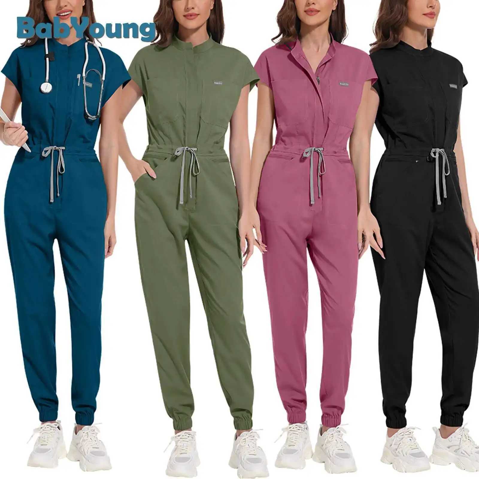 New integrated high-end medical frosted bracket collar fly Slve zipper operating room doctor nurse nursing work clothes X250410