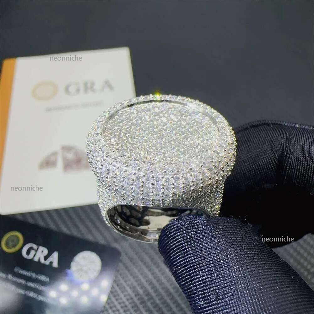 Fine Jewelry Iced Out Hip Hop Cuban k Ring Gold Plated Sterg Sier VVS Moissanite Dia