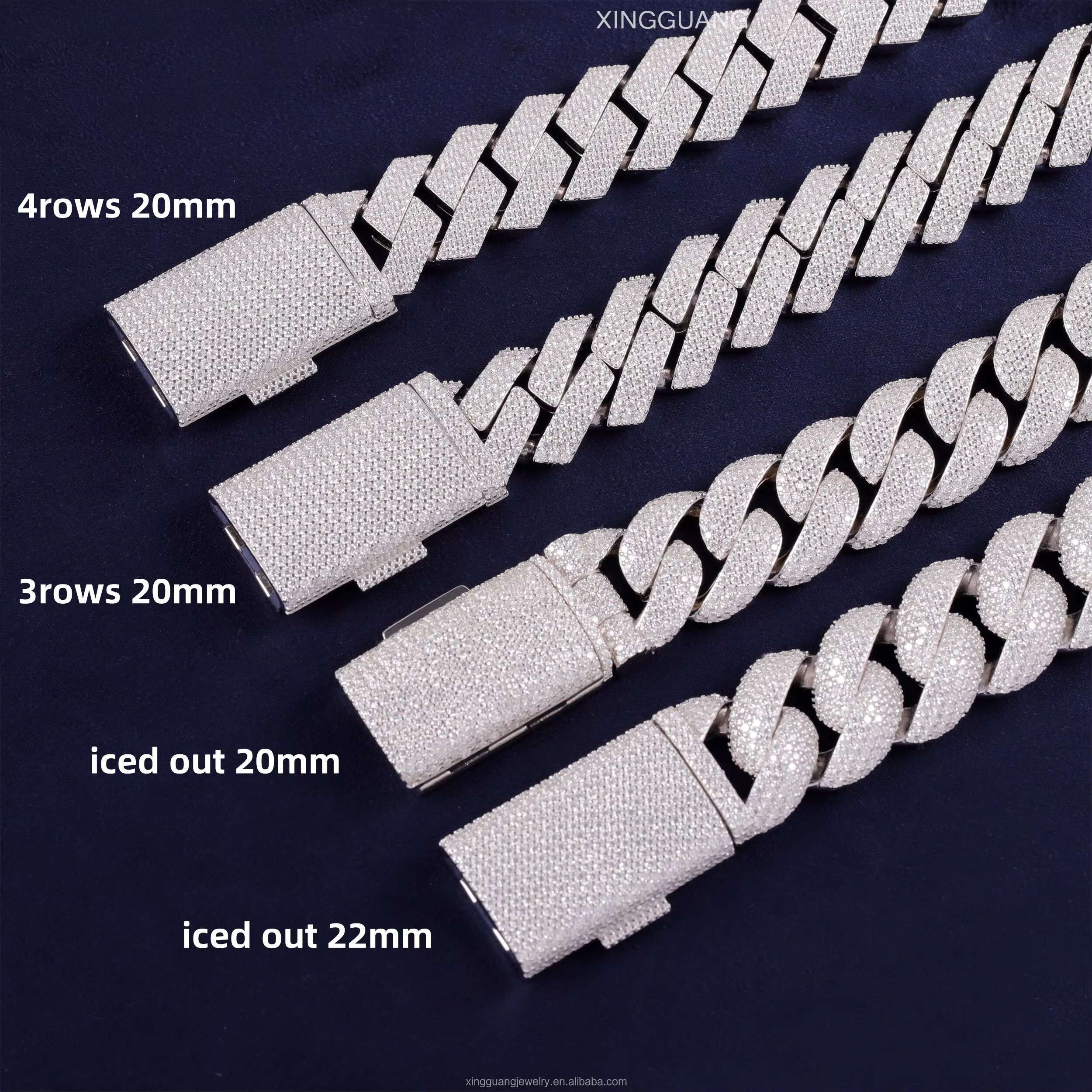 Wholesale 6MM 9MM 13MM 20MM 22MM Moissanite Cuban Link Chain Necklace Men Hip Hop Iced Out Vvs Diamond 925 Silver Cuban Bracelet