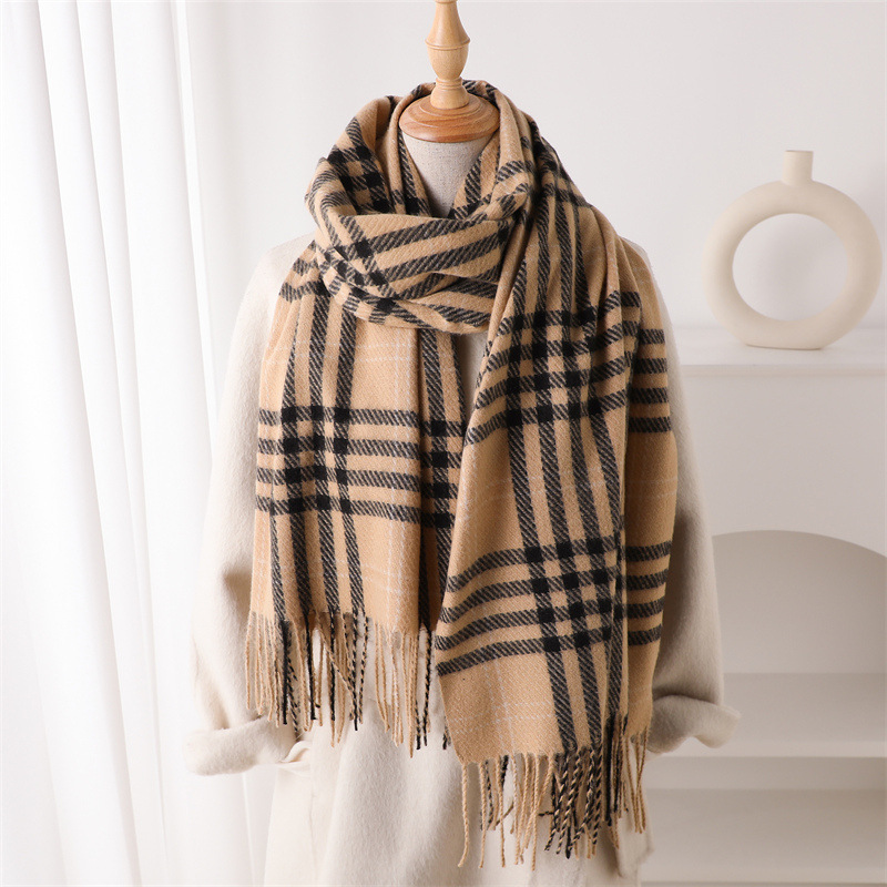 Designer free shipping scarves 2025 High-Quality medium to long thick scarf fashionable and warm imitation cashmere scarf plaid shawl Pastel white