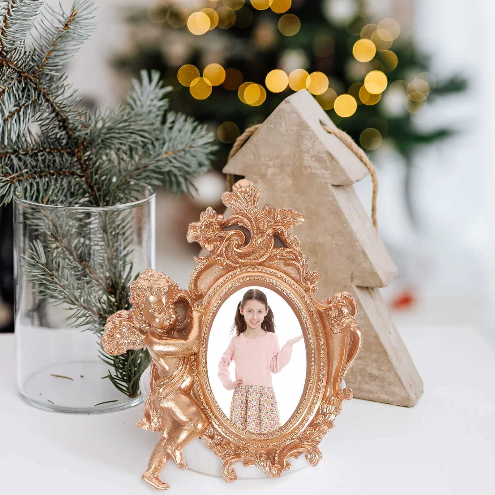 1pc Resin Angel-Themed Photo Frame Cute Desktop Display For Home Office Decor Memorial Baby Picture Holder Vintage Style L251110 H260306