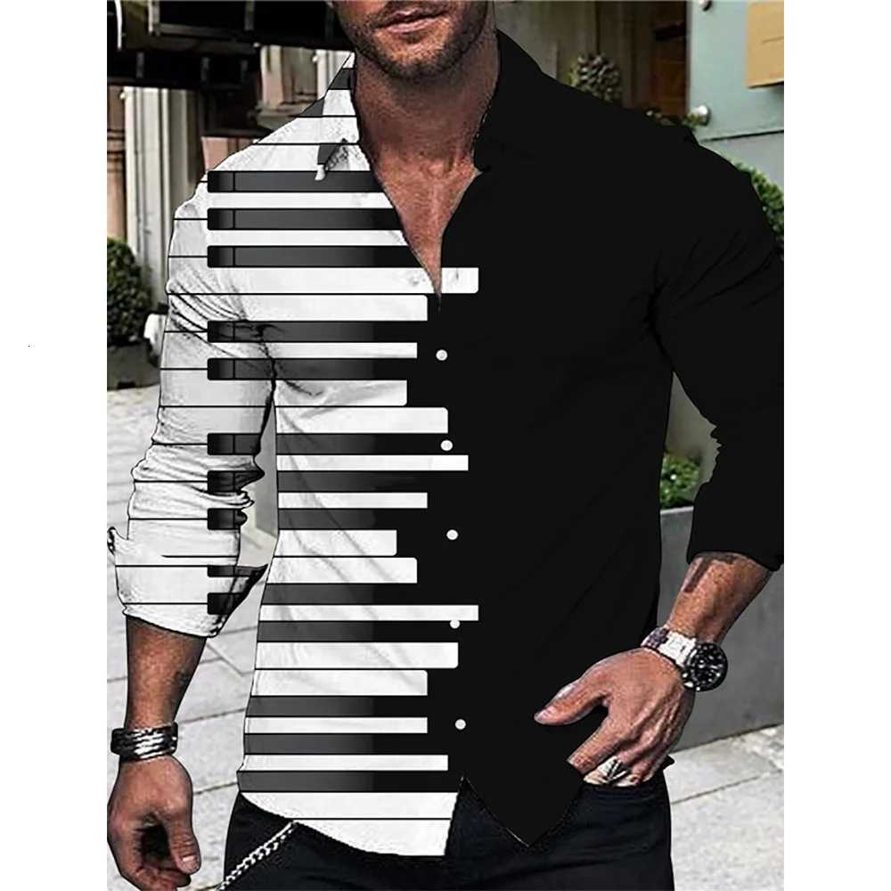 New Hawaiian Piano Luxury Designer Shirts For Men Single Breasted Tops Casual 3D Print Long Sleeve Gentleman Clothing floral K251110