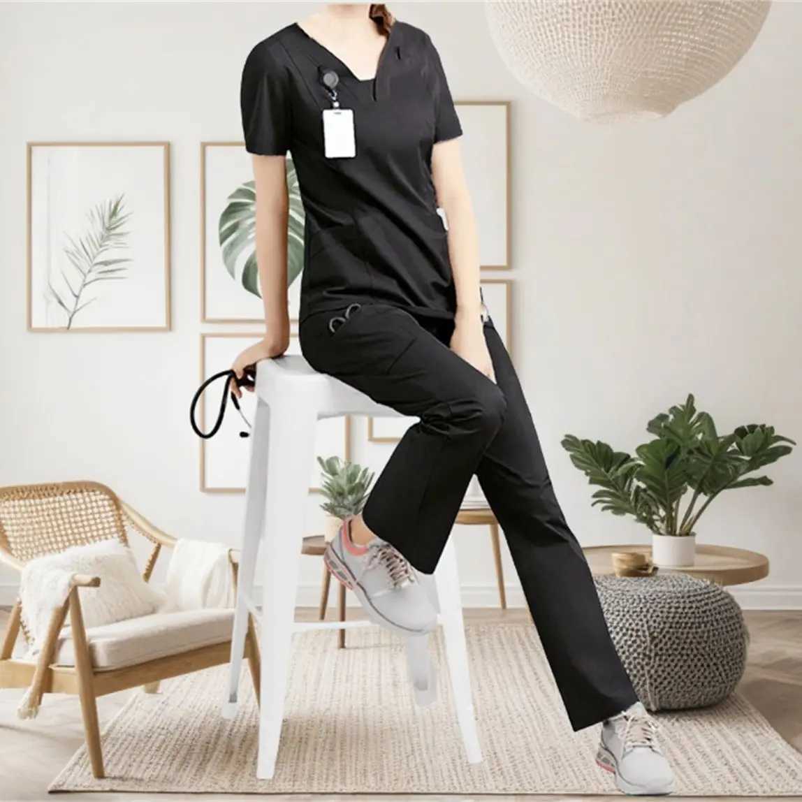 Surgical Room Medical Uniform Washing Machine Womens V-neck Straight Pants Set Care Pet Hospital Work Clothes Beauty Sn Clothing X250410
