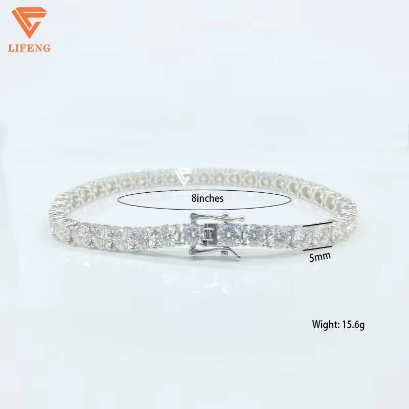 Wholesale 925 Sterling Silver Hip Hop Tennis Bracelet Necklace Set 5mm White Yellow Rose Gold Diamond Moissanite Gold Plated