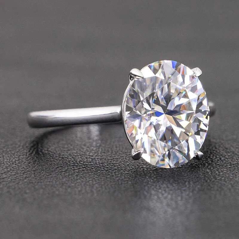 Real 10k White Gold 2-4ct D Color VVS1 Oval Cut Moissanite Solitaire Ring for Women Wedding Ring Pass Diamond Tester Gift