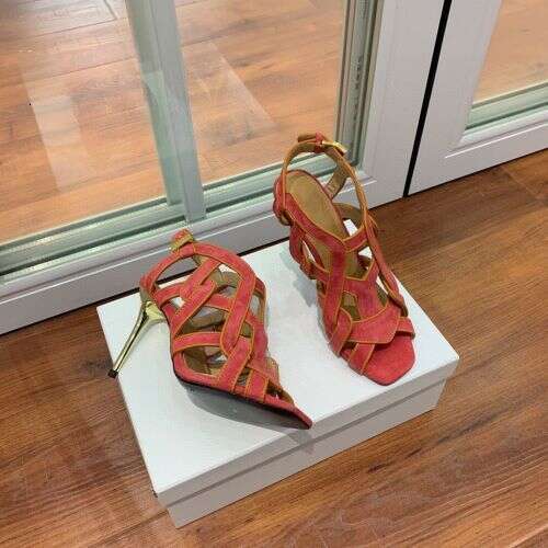 Woman Sandals Woman Sandals Spring Summer New Plated Square Head Fine Heel Open Toe Hollow Sandals Women S Genuine Leather One Button High Heels
